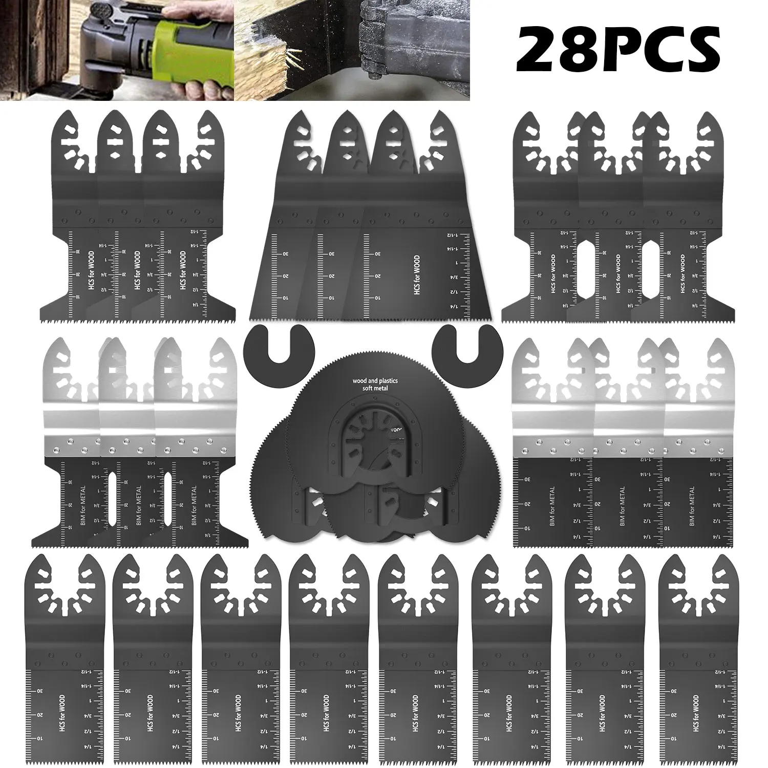 

28pcs Multi-Function Saw Blades High Carbon Steel Precision Oscillating Multitool for Cutting Diy Wood Power