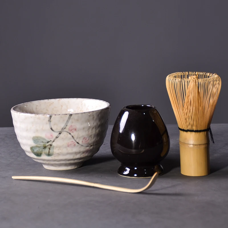 LUWU 4pcs/set traditional matcha giftset bamboo matcha whisk scoop ceremic Matcha Bowl Whisk Holder japanese tea sets