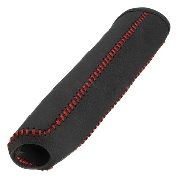 

Leather Hand Brake Cover Protective Sleeve For Honda / Accord / Civic 8, Black + red line