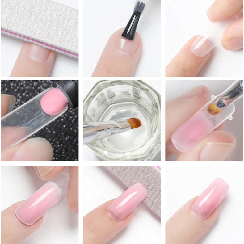 Poly Extention Gel Set 30ml Nail Art Clear Nude Pink Color UV/LED Gel with  Brush Slip Solution Nail Clip to Build Length Nails - AliExpress