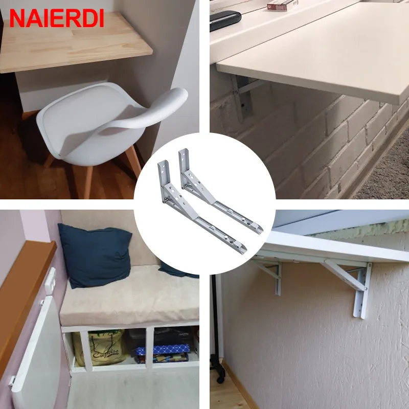 NAIERDI 2 шт. треугольный складной угловой кронштейн ТЯЖЕЛАЯ ПОДДЕРЖКА Регулируемая