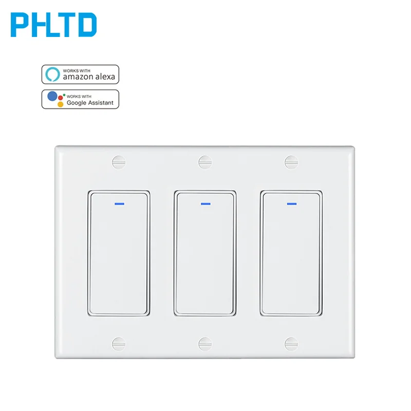 

WiFi intelligent voice control Alexa smart living home wall switch US button switch DS-122-T 3gang wall button switch