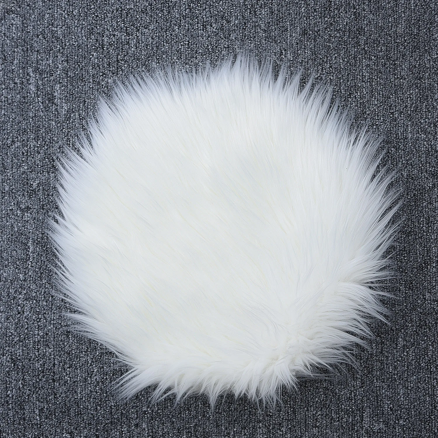 

White/gray Soft Faux Fur Rug Warm Mat Pad Round Carpet Cushion Bedroom 30cm