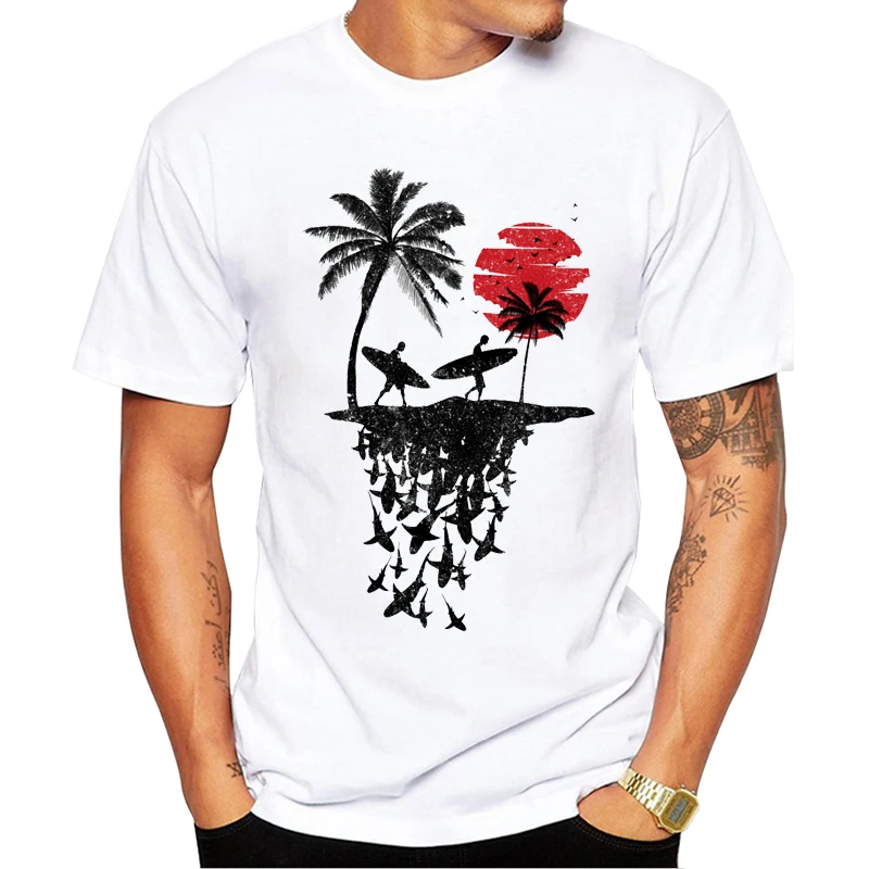 TEEHUB Heiße Verkäufe Kunst Design Männer T-Shirt Sommer Surf Insel Retro Gedruckt T-shirts Kurzarm O-ansatz Tops Lustige Tees