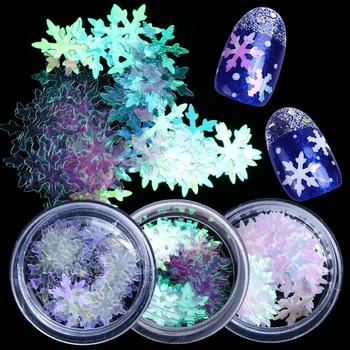 

1 Box Snowflakes Slices Nails Glitter Decorations AB Flakes Sequins Paillette Spangles 3D Nail Art Tips Accessories JIDX01-06