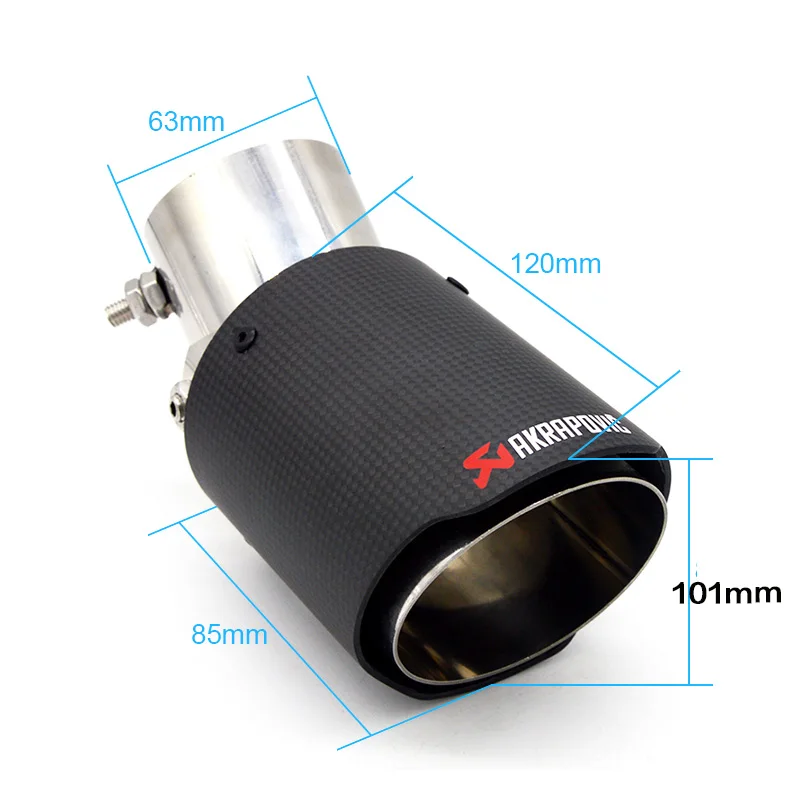 B Style 63mm 101mm Регулируемый угол Akrapovic углеродного волокна выхлопной наконечник для Suzuki Swift Vitara Jimmy SX4 Alto Toyota Corolla CHR C-HR RAV4 Yaris Auris Avensis prius vios для Honda City подходит для Civic CRV автомобильные аксессуары - Цвет: B Style 63mm 101mm