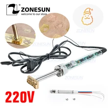 ZONESUN 220 В/60 Вт ручная машина для горячего тиснения фольгой и охлаждением кожи на заказ логотипа Брендинг железа товарный знак тиснение машина