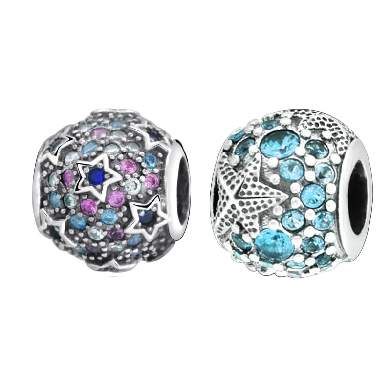 

Authentic New Arrival 100% 925 Sterling Silver Beads levated Stars Pave Charm fit Original Pandora Bracelets Gift jewelry