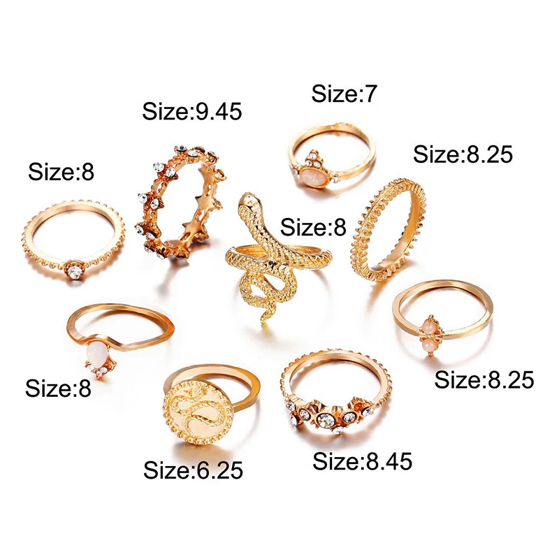 9 шт. Винтажное кольцо с золотым кристаллом и опалом набор колец на костяшках