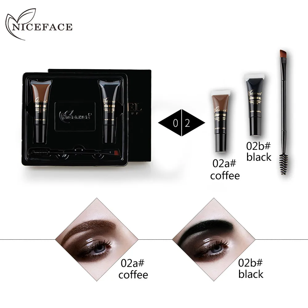 Eyelashes Eye Brow Eyebrow Tint Tattoo Gel Waterproof Long lasting Makeup+Brush Makeup Set pinceaux maquillage 920