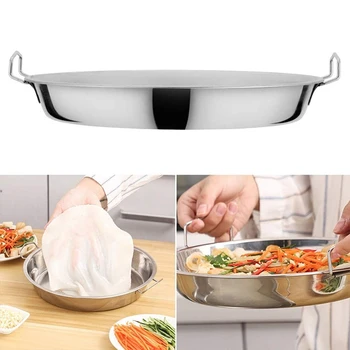 

Stainless Steel Pan Cold Noodle Making Tools Steamed Rice Tray Cake Dish for Home Kitchen 11 Inches