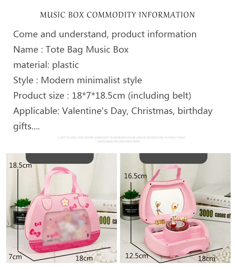 Розовая сумочка с принцессой светодиодный свет музыкальная шкатулка Балерина коробки ящик Органайзер для хранения бижутерии День Святого Валентина подарок на день рождения для девочек