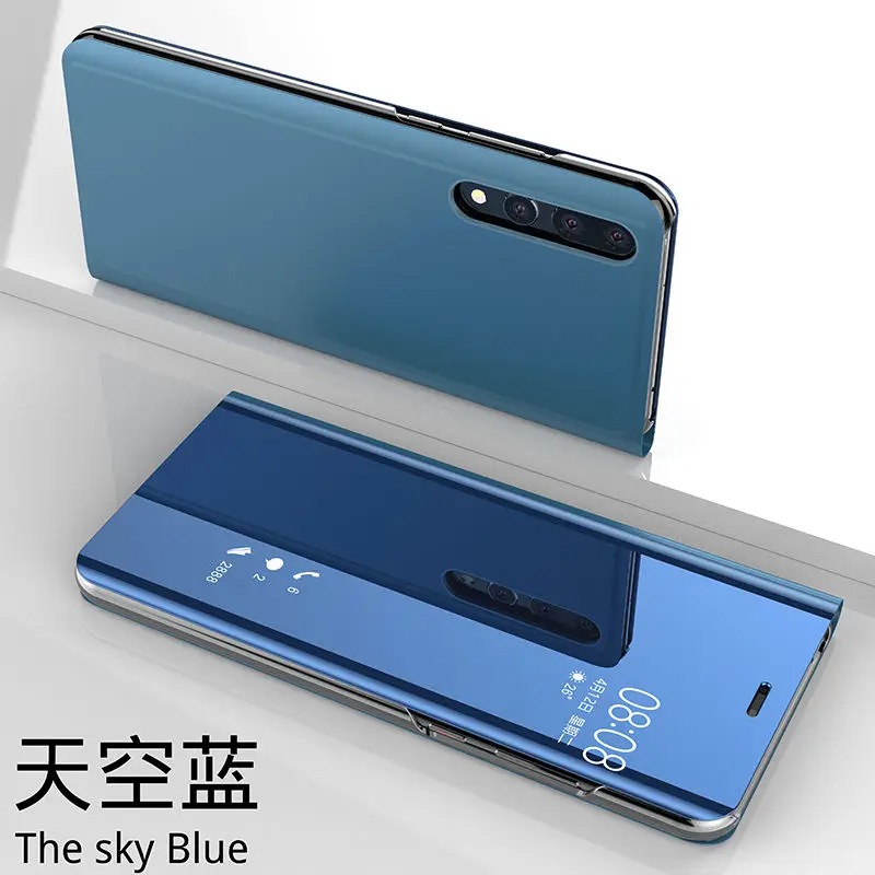 sky blue Huawei P30 Lite чехол роскошное умное Зеркало чехол для huawei nova 5T 5i pro 3e 2i 4 4e Honor 20 20 pro 10i 20i Примечание 10 P Smart - Цвет: sky blue