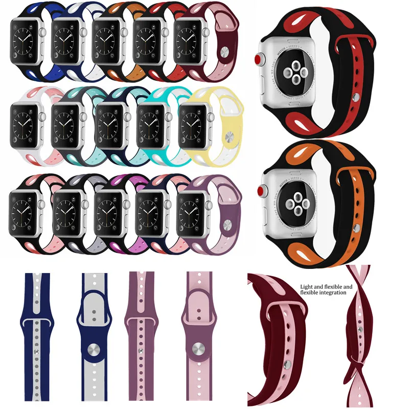 Силиконовые ремешки для часов Apple Watch 42 мм 38 44 40 Сменные Ремешки наручных Iwatch серии