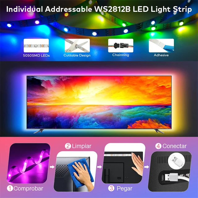 Kaufe LED-Streifen 1 m-30 m RGBIC WS2812b Bluetooth-App-Steuerung  Verfolgungseffektlichter Flexibles Klebeband Diodenband  TV-Hintergrundbeleuchtung Raumdekoration