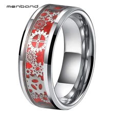 Серебряное мужское кольцо женское кольцо вольфрамовое обручальное кольцо с механическим зубчатым колесом и красной вставкой из углеродного волокна скошенные края удобная посадка