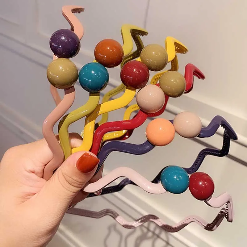 

Girls Cute Candy Color Headband Wavy Thin Sweet Headwear Women Girls Kids Elastic Solid Satin Hair Bands DIY Headband Hair Hoop