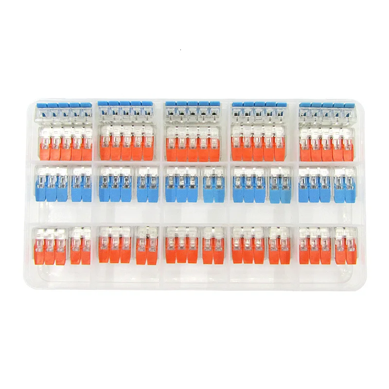 30 шт./кор. PCT-222 412-3-5 Универсальный Компактный Клеммная колодка соединительные Концевые муфты провод соединитель AWG 28-12 - Цвет: 30box(orange-blue)