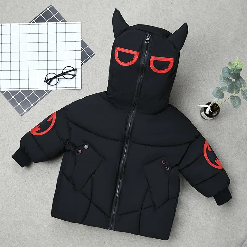 Boys Hooded Down Coat Winter Outerwear Coats Kids Thicken Zipper Sweater Warm Jacket Clothes Christmas Masked role Play Clothing - Цвет: as the picture