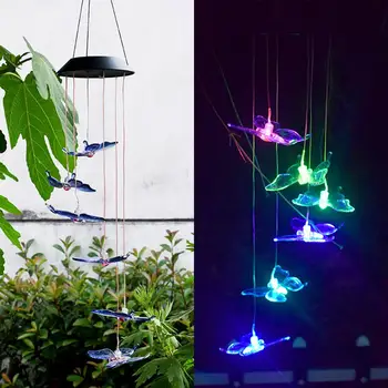 

LED solar environmental protection and saving fun wind chime lamp outdoor color changing chandelier home decoration