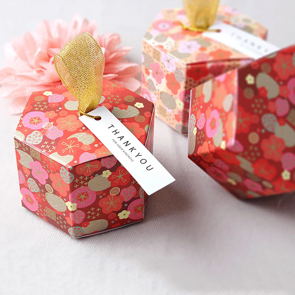 

20pcs Hexagon Shaped Candy Box Colorful Paper Candy Box DIY Festival Party Christmas Decoration Accessories