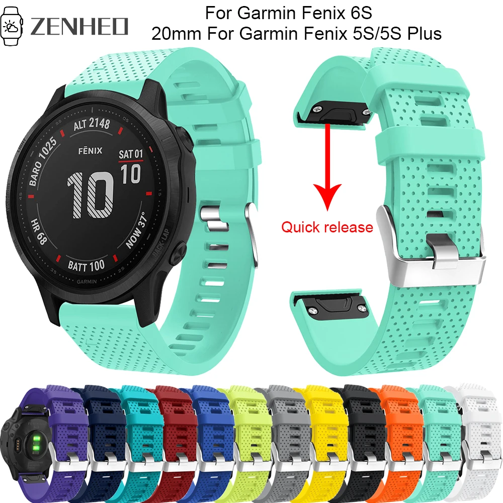 20 мм силиконовый ремешок для часов для Garmin Fenix 6S Quick Release классический ремешок для часов для Garmin Fenix 5s/5s Plus Смарт часы браслет