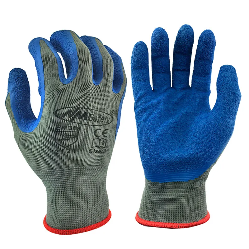 NMSafety 13 калибр трикотажные рабочие перчатки текстурированный резиновый латекс с покрытием для строительства защитные перчатки - Цвет: NM1350- GRB