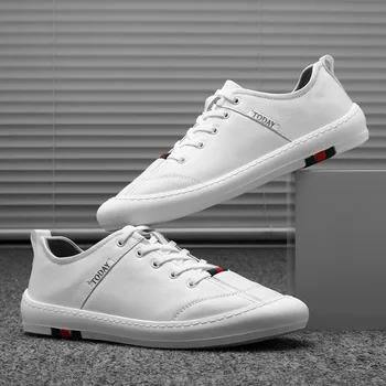 

spring and summer 2020 han edition joker leather leisure men's shoes white shoe male male breathable leather sandals