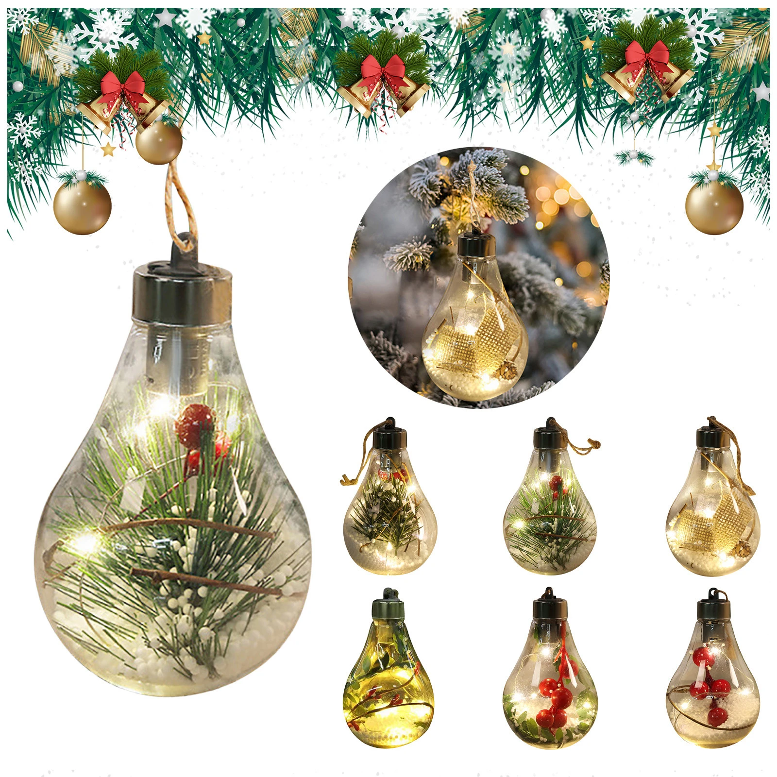 Led Bal Verlichting Waterdicht Voor Wedding Thuis Indoor Decoratie Transparante Kerst Ornament Plastic Lamp Decor|Hanger & Hangende Ornamenten| - AliExpress