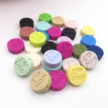 

50pcs/lot Silicone English alphabet Loose Bead letters Diy Necklace "I love Mom/Dad"Beads Baby Teether bule colors