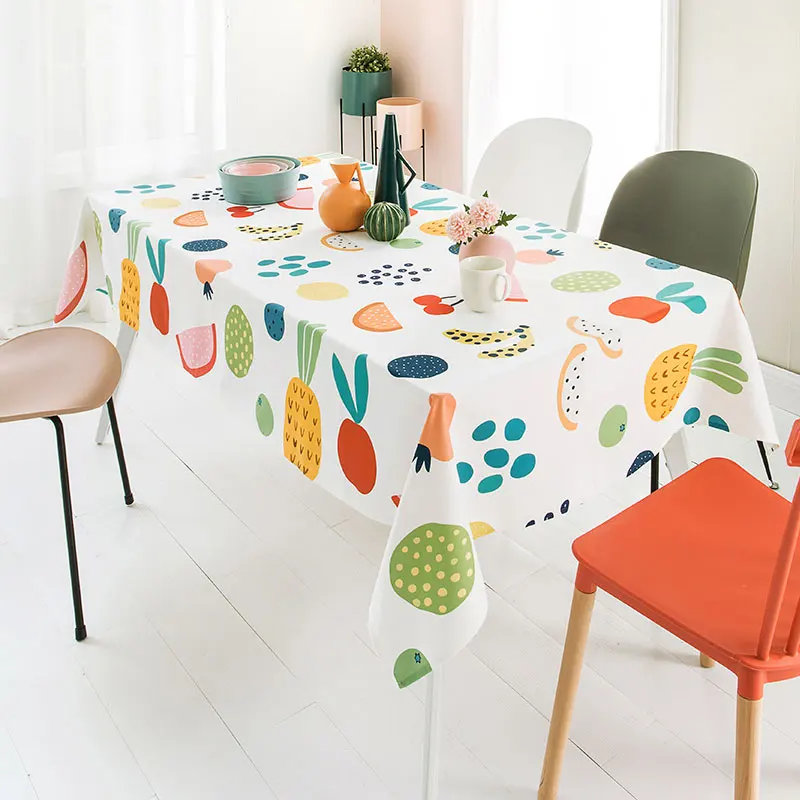 Waterproof Oilproof Tablecloth Fruits Printed Soft Cotton Linen Table Cloth Rectangular Cover for Wedding Party Hotel | Дом и сад