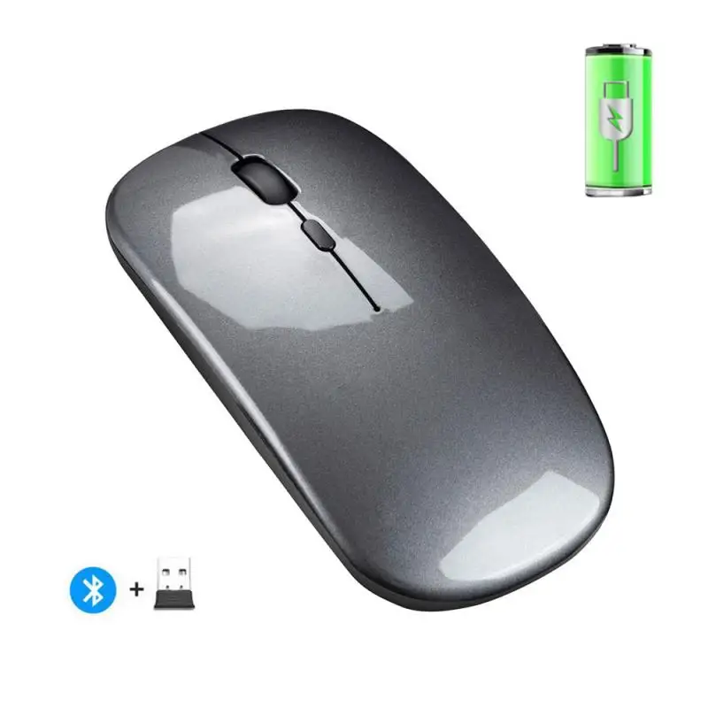 

400mAh Rechargeable Computer Mute Mouse Laptop Accessories 2.4G Wireless 1600dpi Gaming Mouse Bluetooth 5.0 Silent Dual Mode