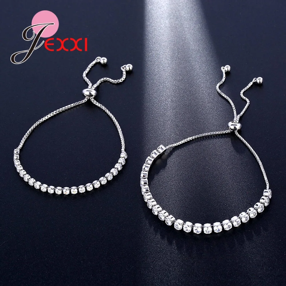 Newest Austrian Crystal Sparkling Bracelets 925 Sterling Silver Hand Accessories Jewelry for Women Girls Birthday Xmas Gifts 2