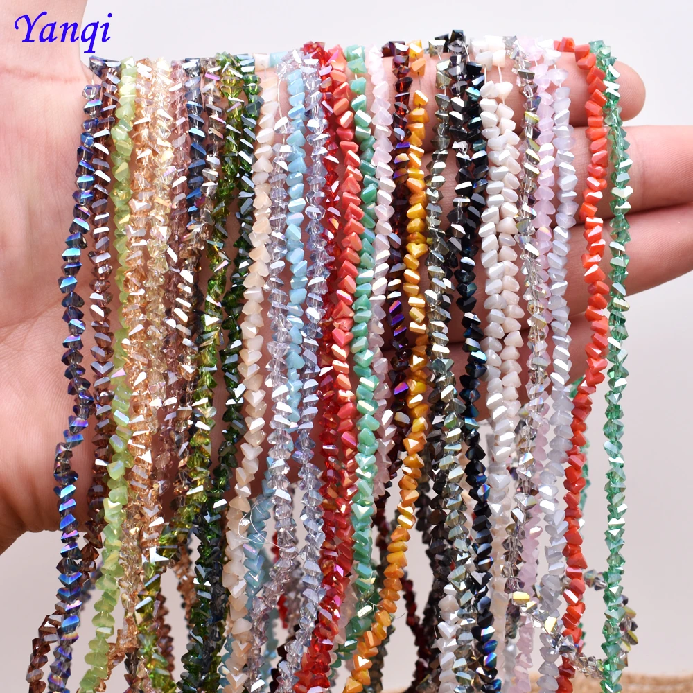 Crystal Beads 38 Color Triangle 4mm 130pcs Loose Glass Beads Jewelry Making DIY Earring Necklace