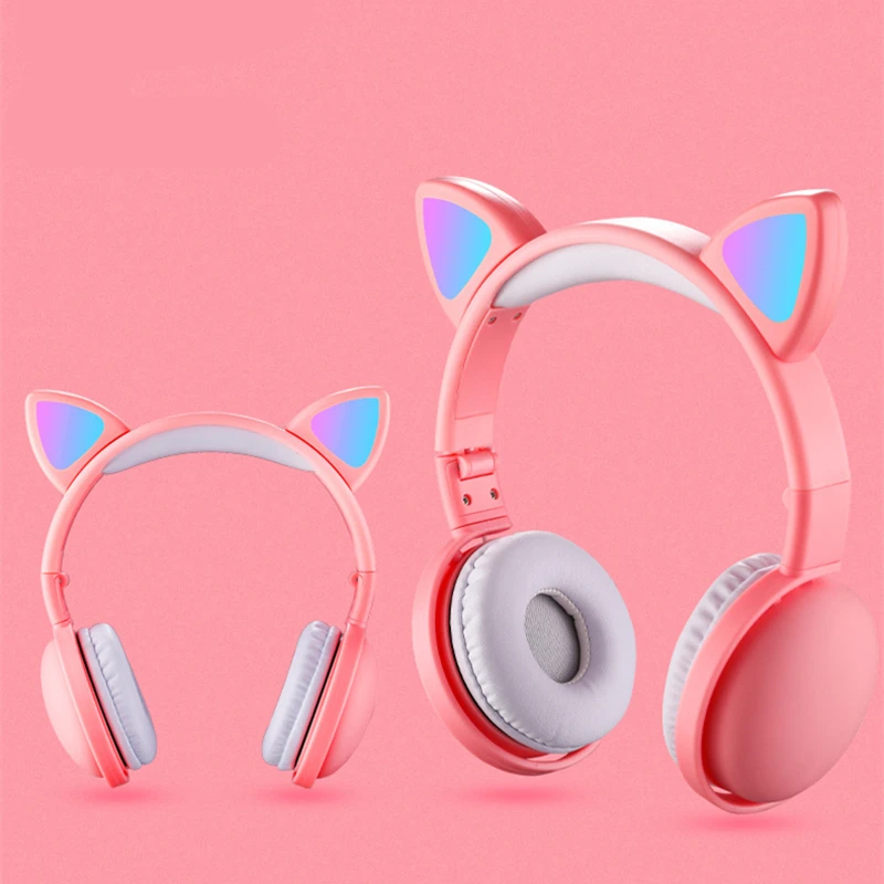 TOPNew Arrival LED Cat Ear Headphones Smart Noise Cancelling Bluetooth 5 0 Headsets Adults Kids Headset With Mic 3 5mm Plug