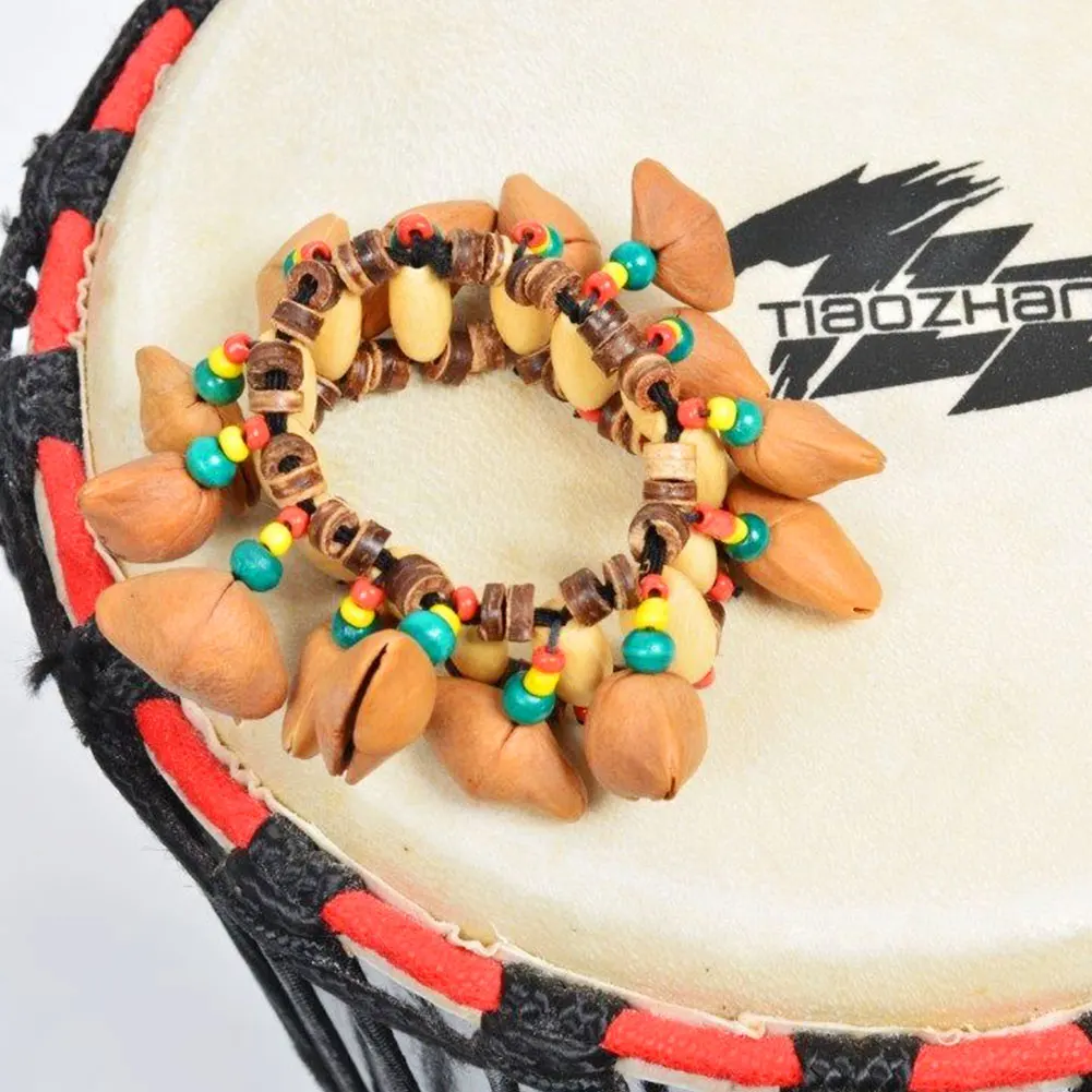 Африканский барабанный колокольчик ручной цепи оркестровый Djembe ударный Браслет 12*7*5,5 см ореховая оболочка звук прочный практичный