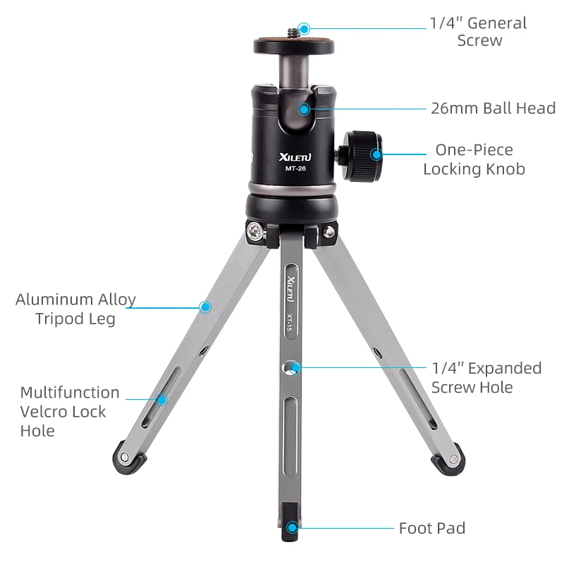 Настольный кронштейн XILETU MT26 + XT15 с высоким подшипником настольный мини штатив и