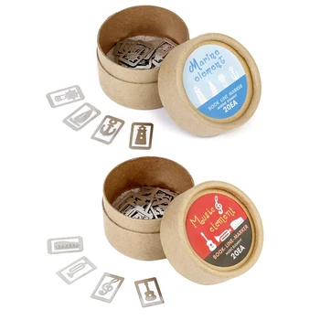 

Classic Silver 40 Pcs / Box 8 Style Metal Markers Souvenirs with Box Ocean Ema & Box- Musical Instruments