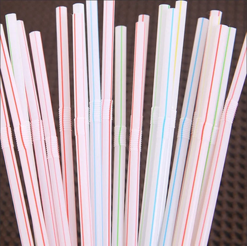 

100pcs creative lengthened flexible disposable color elbow plastic straw juice drink milk tea straw