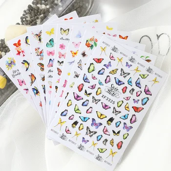 

3D Colorful Silder Butterfly Designs Nail Art Stickers Watermark DIY Colorful Tips Nail Decals Manicure Tool
