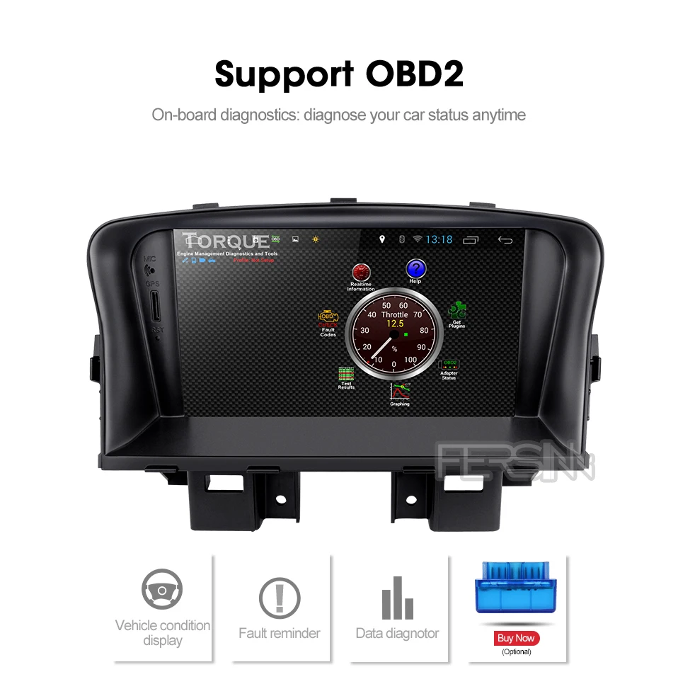 Perfect Fersinny ZLKLZ7060 2G+32G Android 8.1 car dvd radio player For Chevrolet Cruze 2008 2009 2010 2011 2012 car gps stereo player 4