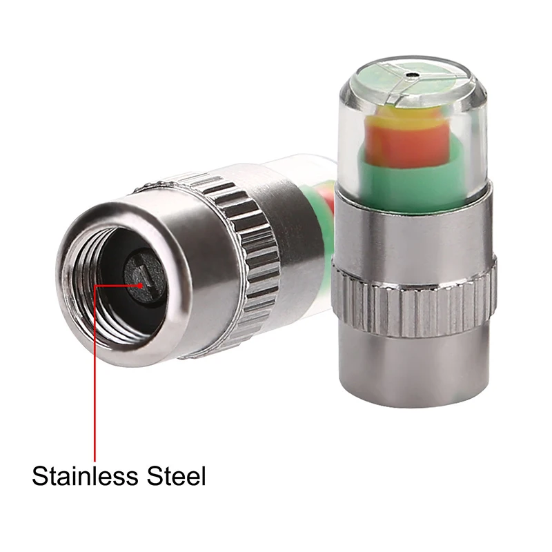 

4pcs Car Tyre Valve Cap 36psi Stem Pressure Dust Monitor Tire Sensor Indicator