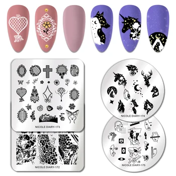 

NICOLE DIARY Leaf Design Rectangle Nail Art Stamp Template 12*6cm Stamping Image Plate DIY Nail Decoration