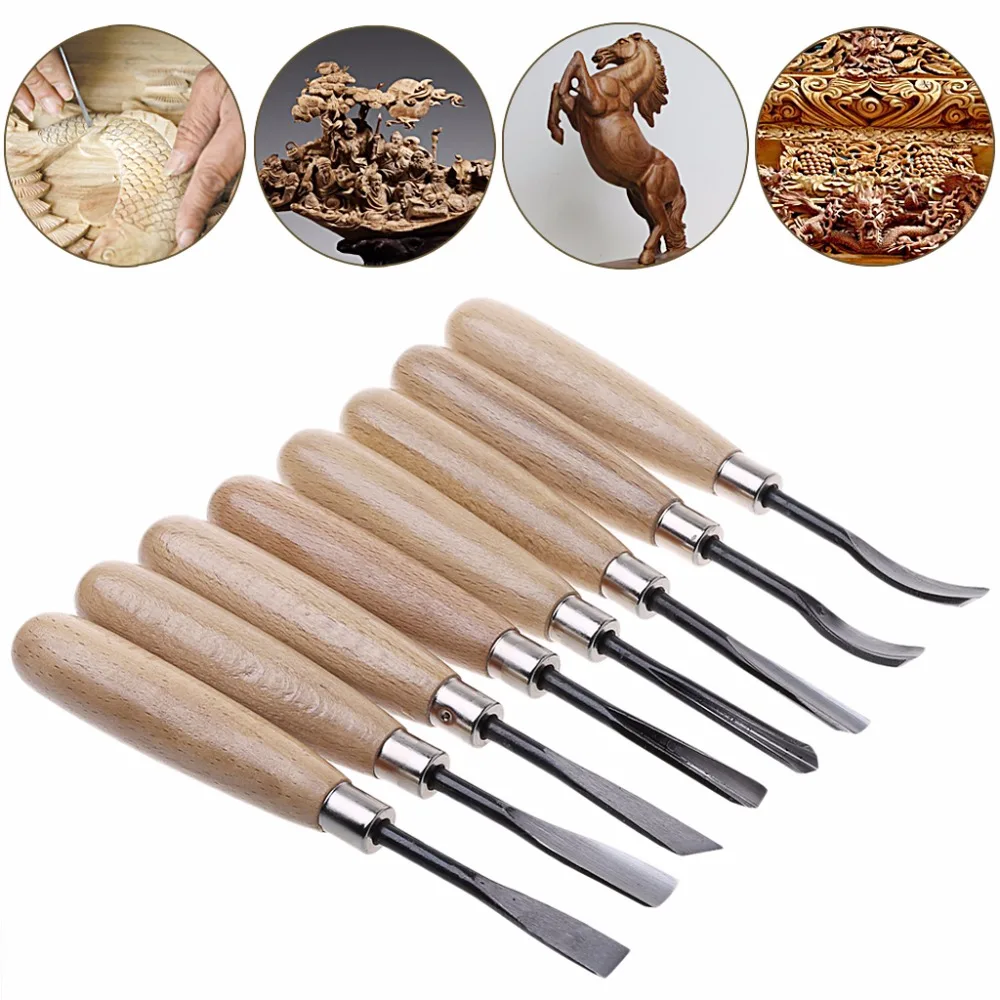 

8pcs Wood Carving Hand Gouges Chisel Tool Set Woodworking Professional