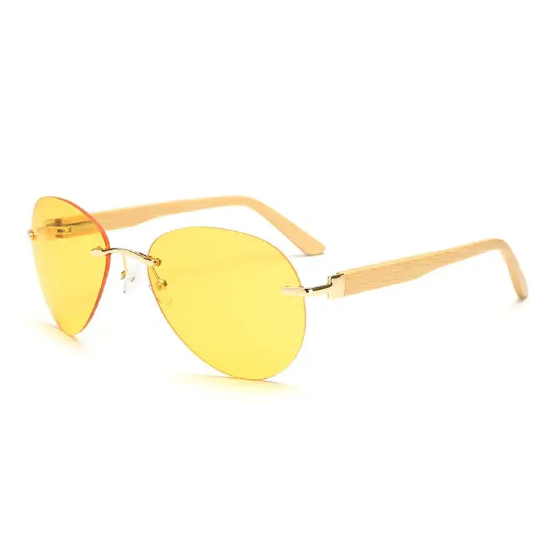 BerWer, бамбуковые солнцезащитные очки, мужские, женские, UV400, солнцезащитные очки, очки,, Бамбуковые ноги, солнцезащитные очки - Цвет линз: Night-vision lens