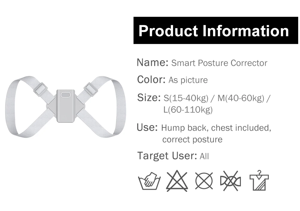  New Adjustable Smart Back Posture Corrector Clavicle Trainer Spine Back Shoulder Posture Correction