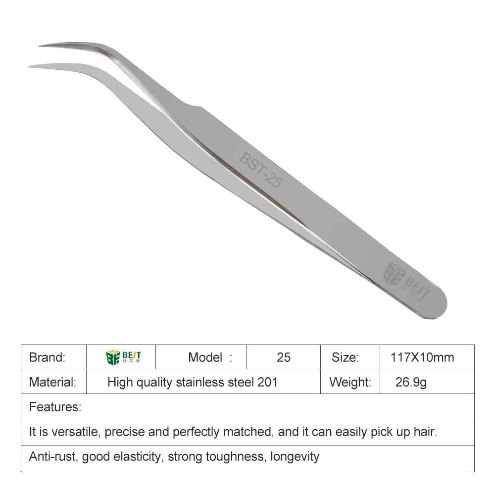 1Pcs Electronics Industrial Tweezers Straight/Curved Tips Precision Stainless Steel Forceps Clips Mobile Phone Repair Hand Tools