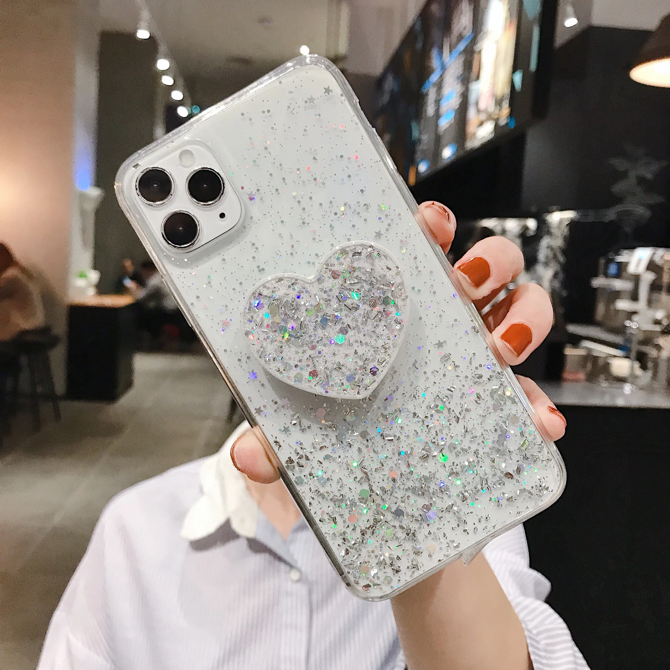 Luxury Glitter Love Heart ring holder bracket phone case For Samsung Note20Plus A7 2018 A10 A20 A30 A40 A50 A70 A80 A90 A10S | Мобильные
