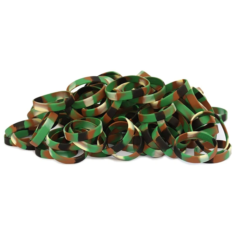300pcs Camo Camouflage Blank Wristbands Silicone Bracelets Bracelets