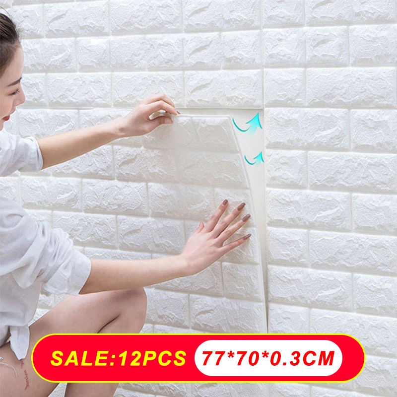 3D Wall Stickers Imitation Brick Decoration Waterproof Self Adhesive